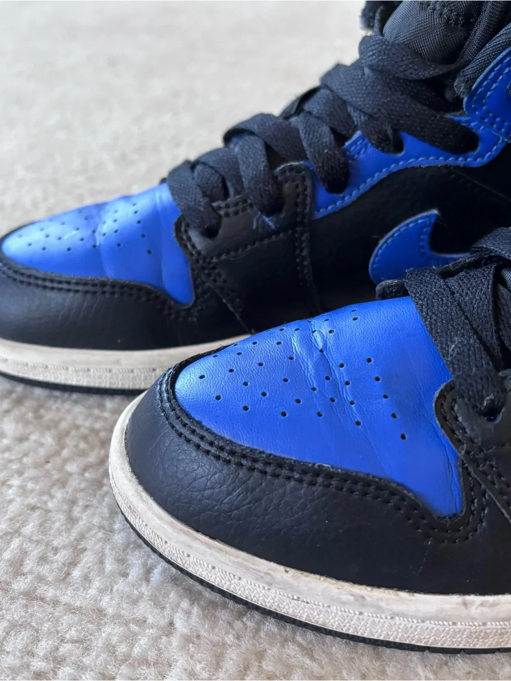 Nike Air Jordan Kids Black and Royal Blue High-Top Sneakers